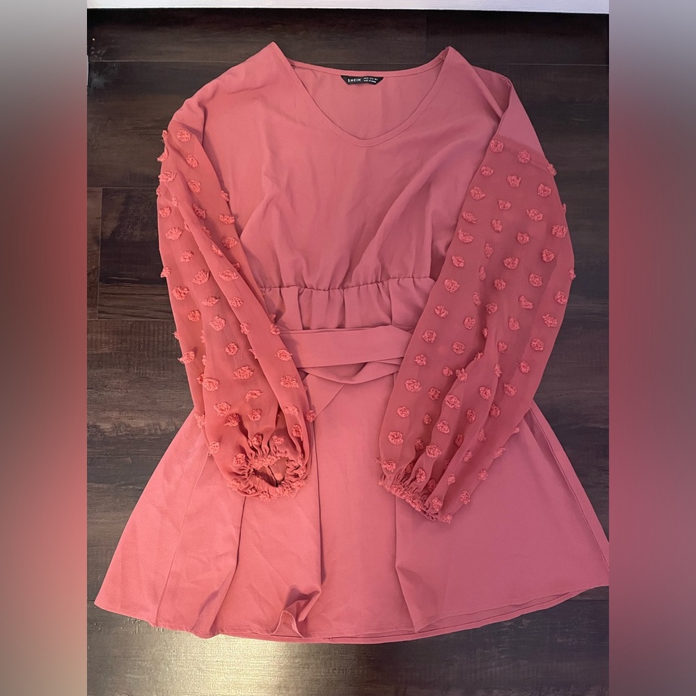 SHEIN Swiss Knot Belted Tunic Dress